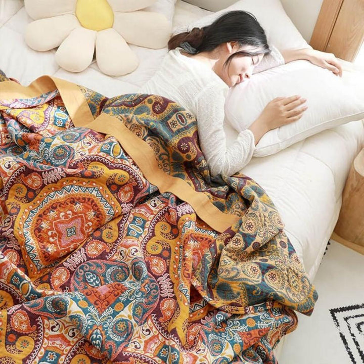 BohoChill: Coperta Boho – Coperta in cotone reversibile per divano e letto