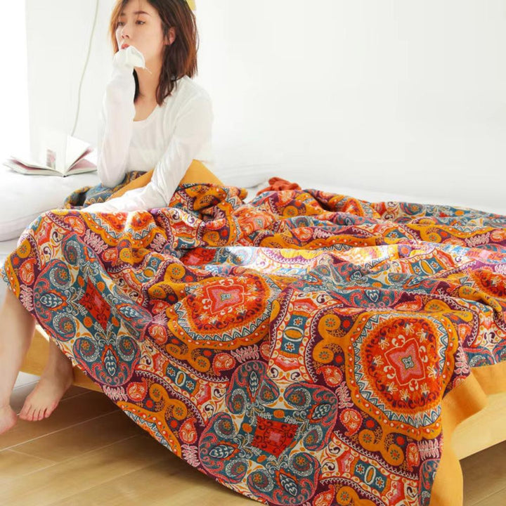 BohoChill: Coperta Boho – Coperta in cotone reversibile per divano e letto