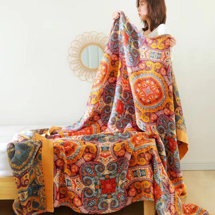 BohoChill: Coperta Boho – Coperta in cotone reversibile per divano e letto