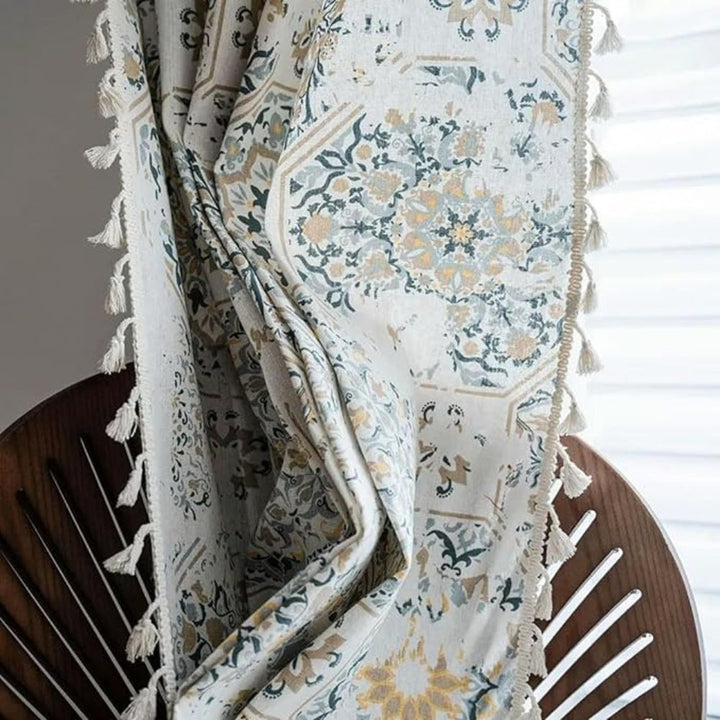 BohoFelice: Tenda con struttura floreale e nappine – accogliente e stilosa per aree living e pranzo
