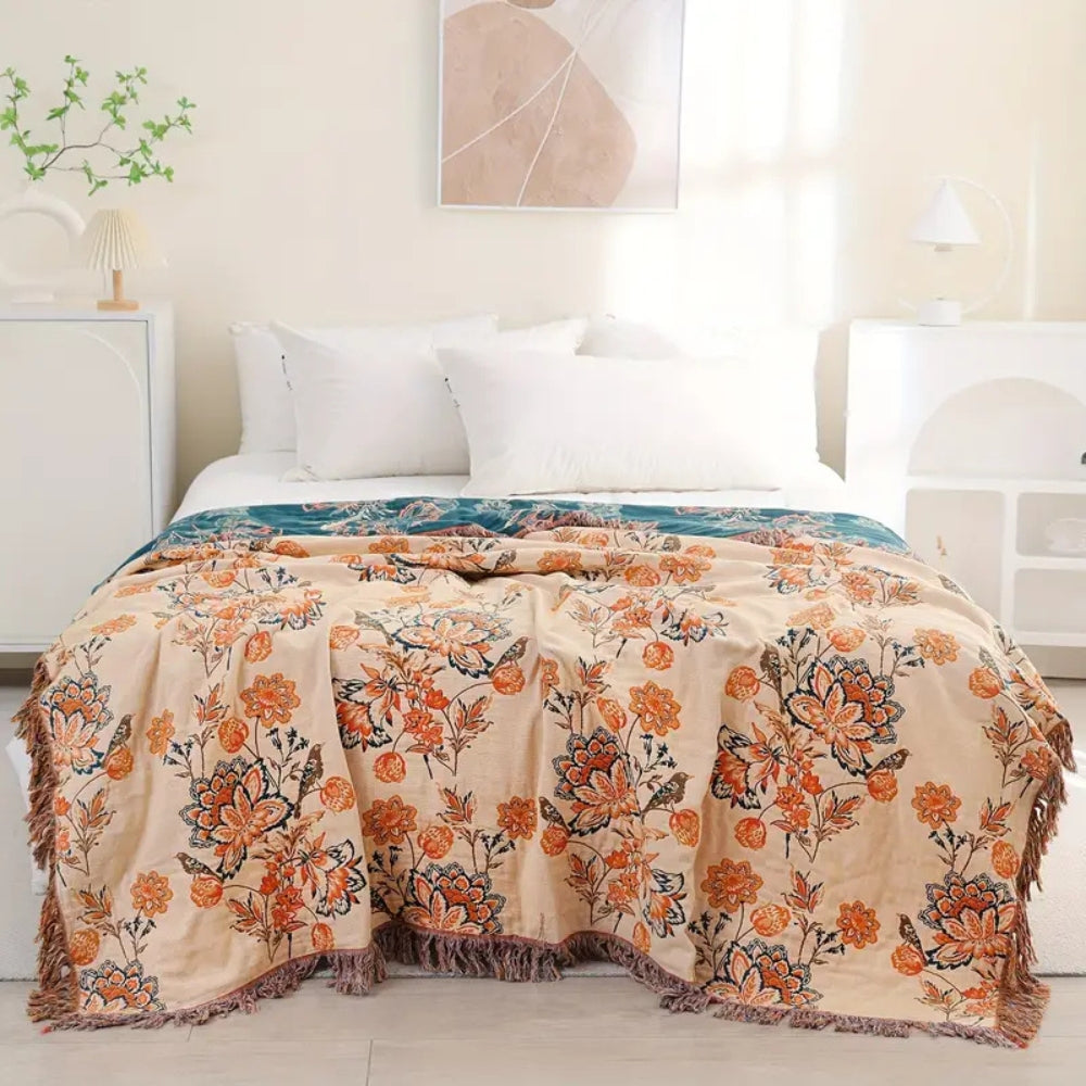 BohoHaus: Coperta decorativa in cotone in stile Boho con design rustico e struttura leggera – per divano e camera da letto
