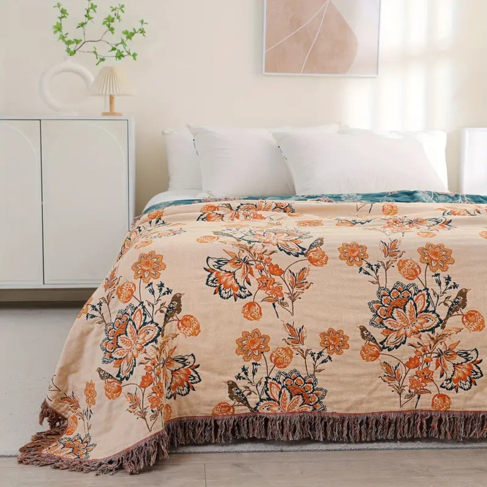 BohoHaus: Coperta decorativa in cotone in stile Boho con design rustico e struttura leggera – per divano e camera da letto