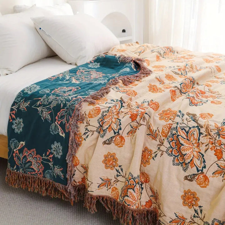 BohoHaus: Coperta decorativa in cotone in stile Boho con design rustico e struttura leggera – per divano e camera da letto