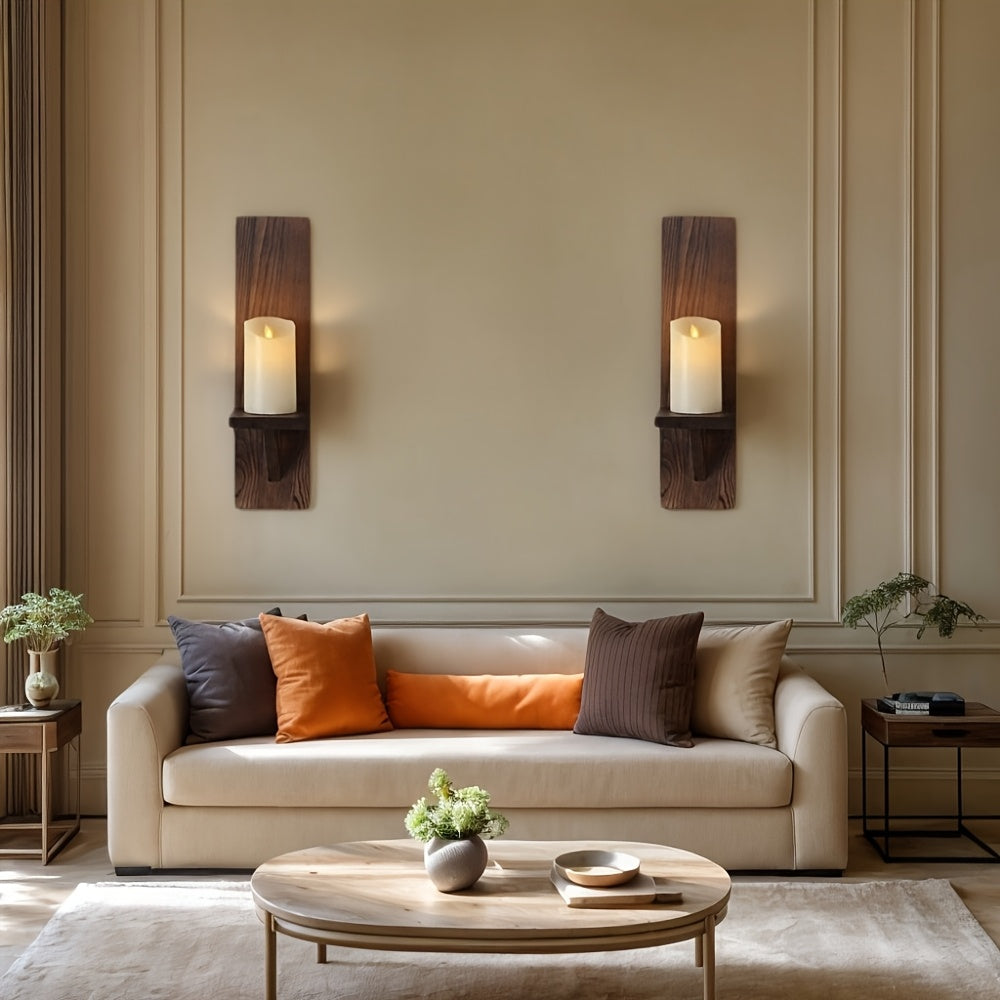 BohoLicht: Mensole in legno con portacandele – mensola decorativa per soggiorno e corridoio