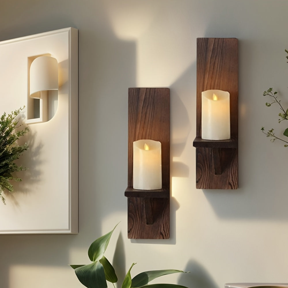 BohoLicht: Mensole in legno con portacandele – mensola decorativa per soggiorno e corridoio