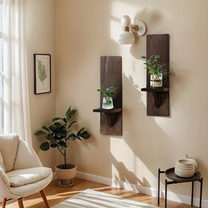 BohoLicht: Mensole in legno con portacandele – mensola decorativa per soggiorno e corridoio