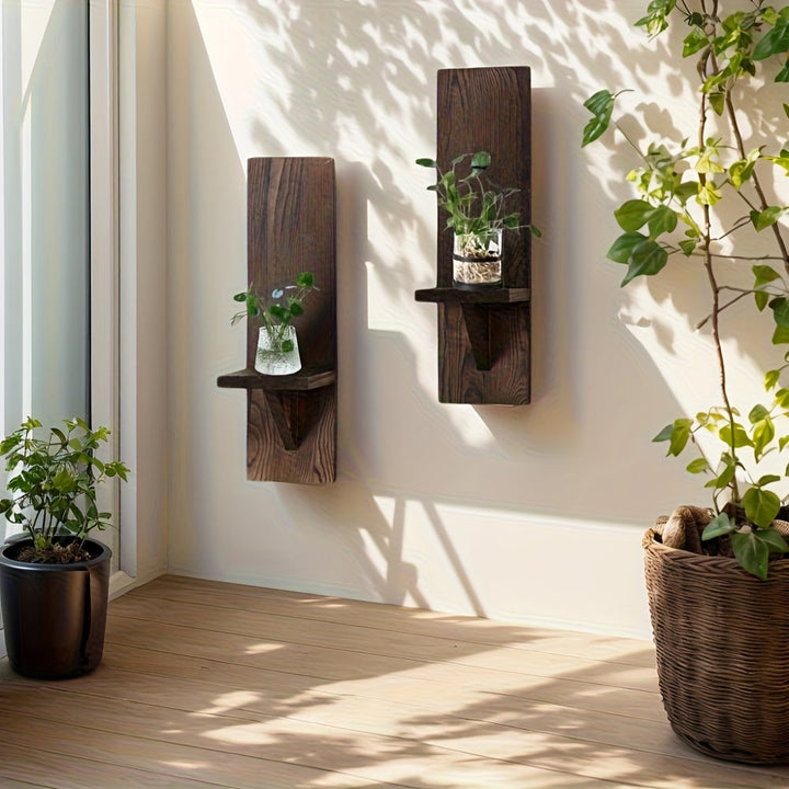 BohoLicht: Mensole in legno con portacandele – mensola decorativa per soggiorno e corridoio
