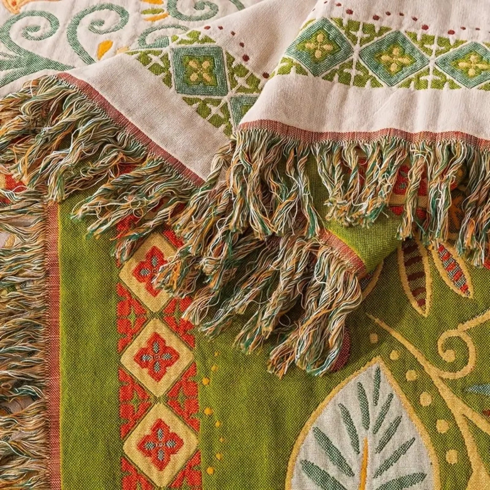 BohoLiva: Coperta in Cotone Boho – Coperta a Rovescio con Frange per Divano &amp; Letto