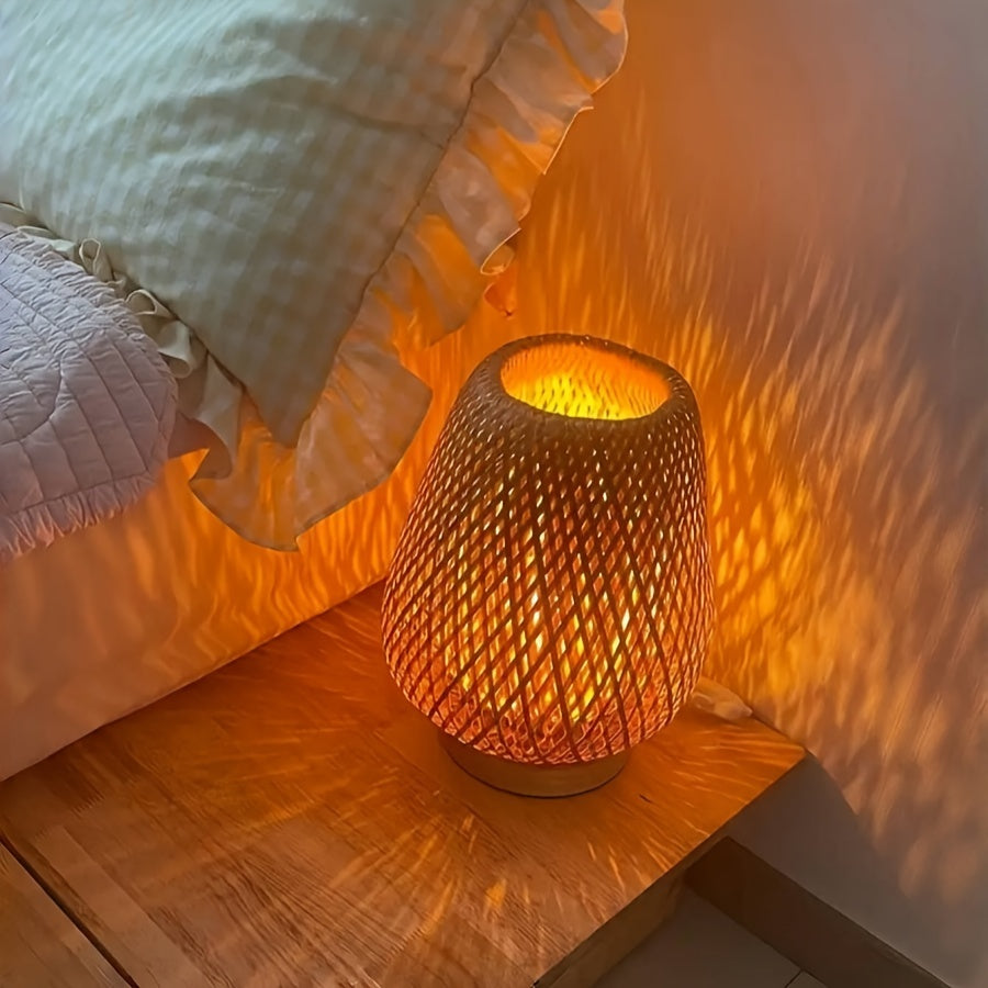 BohoLume: Lampada da notte LED in bambù – Dimmerabile e controllo touch per camera da letto e soggiorno