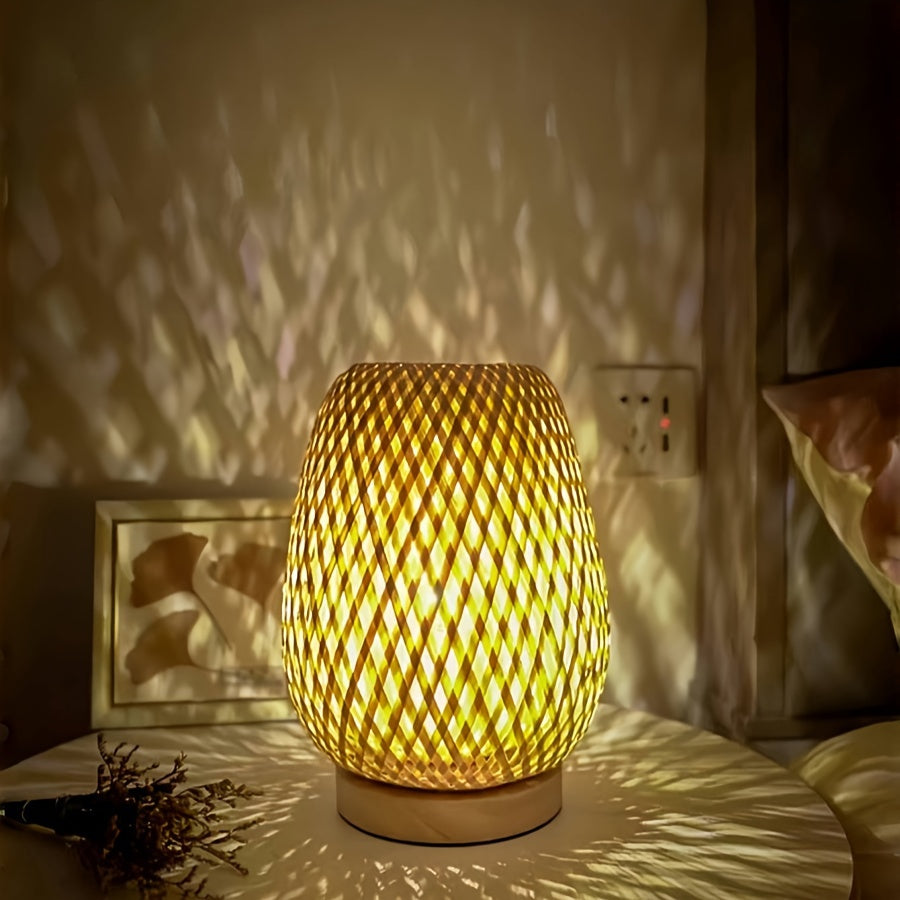 BohoLume: Lampada da notte LED in bambù – Dimmerabile e controllo touch per camera da letto e soggiorno