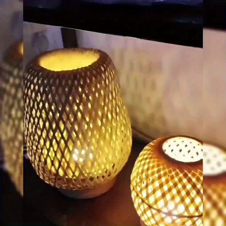 BohoLume: Lampada da notte LED in bambù – Dimmerabile e controllo touch per camera da letto e soggiorno