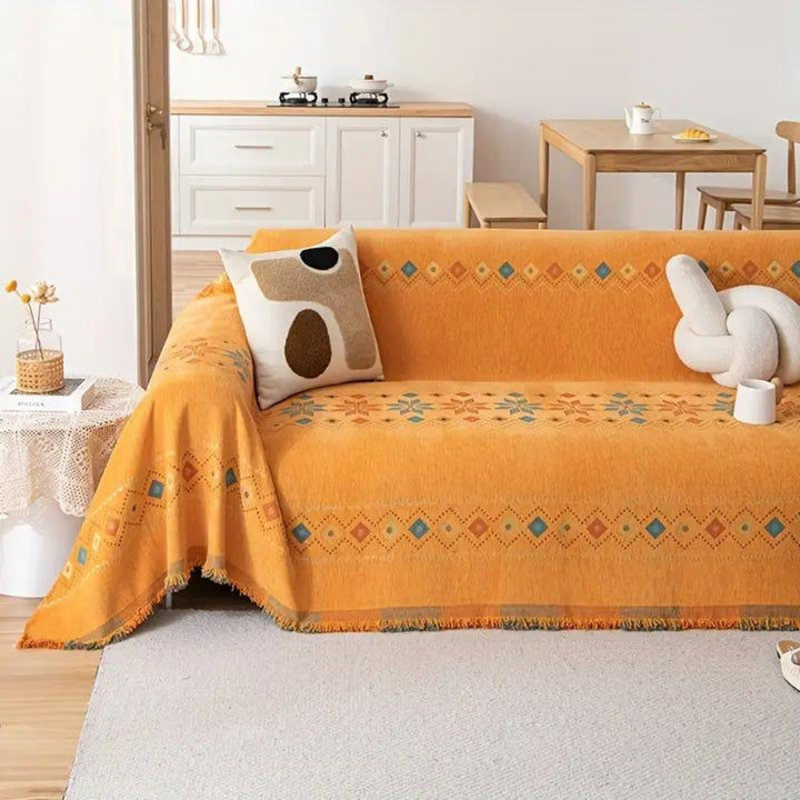 BohoLuxe: Copridivano Boho con Frange – Copertura Elegante per Divano per Soggiorno &amp; Camera da Letto