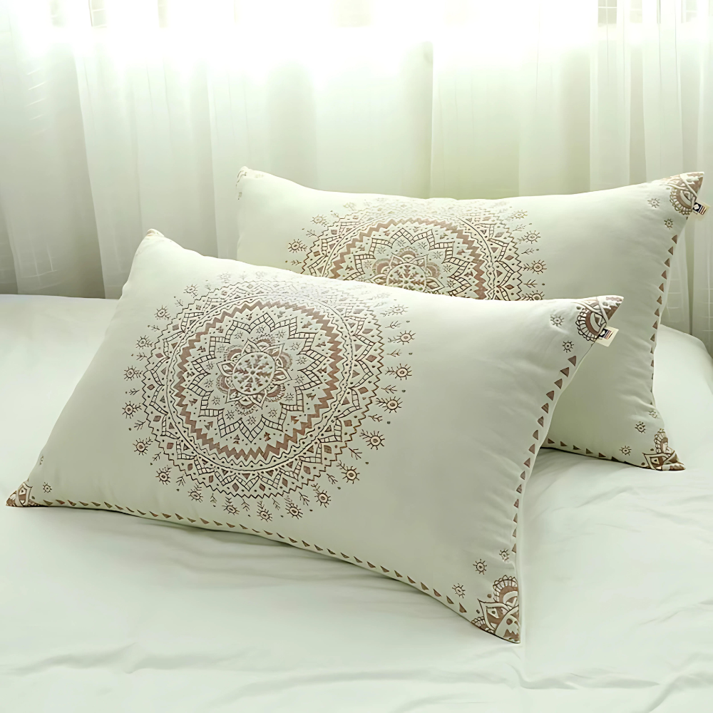 BohoSonne: Fodera per cuscino con stampa Mandala – morbida e resistente per gli ambienti abitativi (2 pezzi)