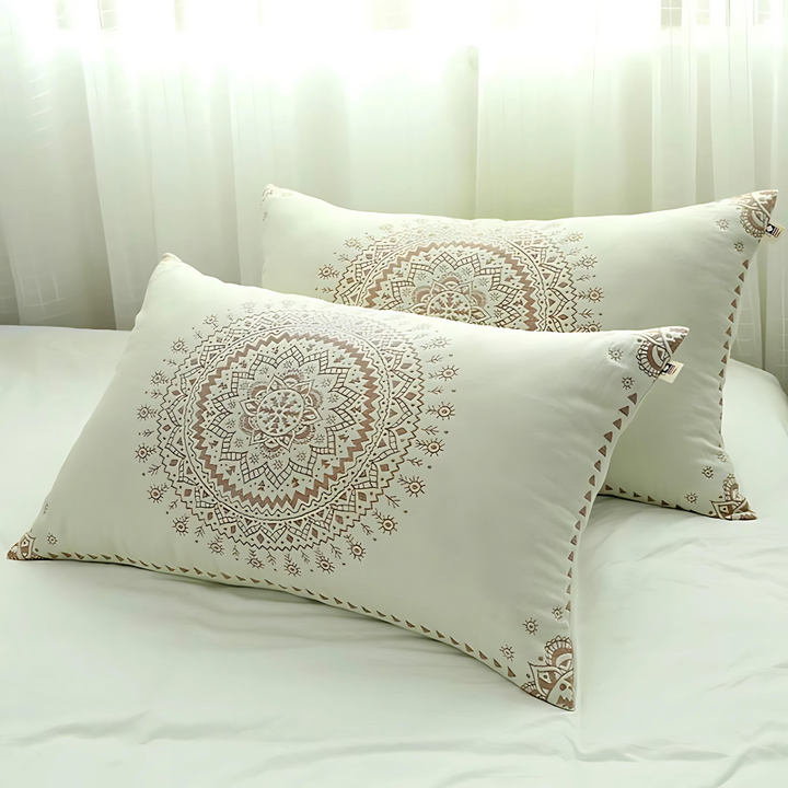 BohoSonne: Fodera per cuscino con stampa Mandala – morbida e resistente per gli ambienti abitativi (2 pezzi)