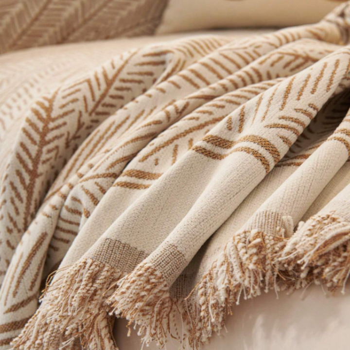 BotanischesNest: Copridivano in stile Chenille con motivo decorativo a foglie e utilizzo tutto l&