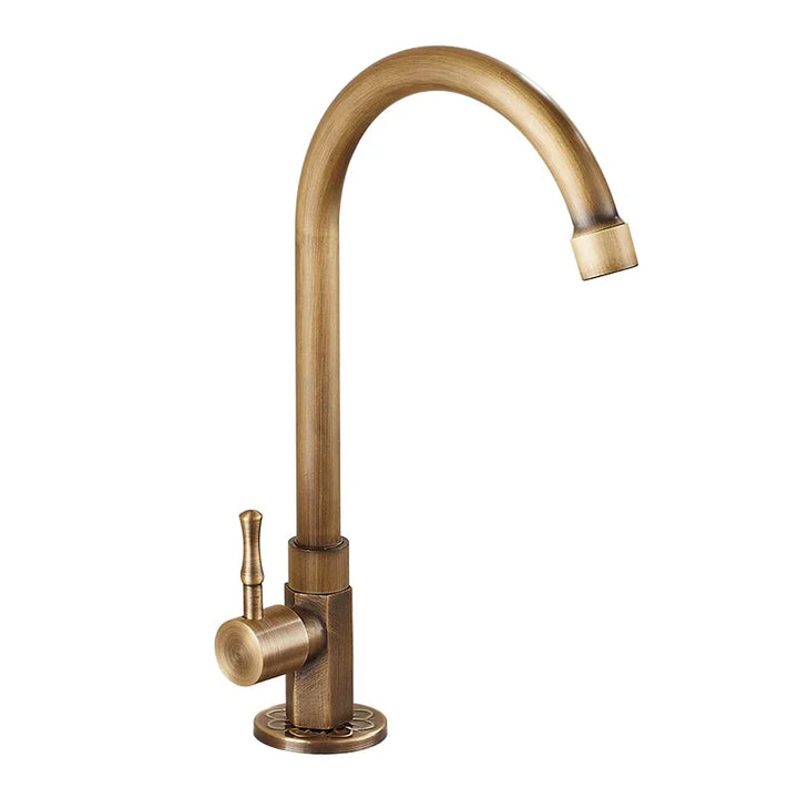 BronzeWelle: Rubinetto da cucina retro con becco a collo di cigno – Design in ottone antico