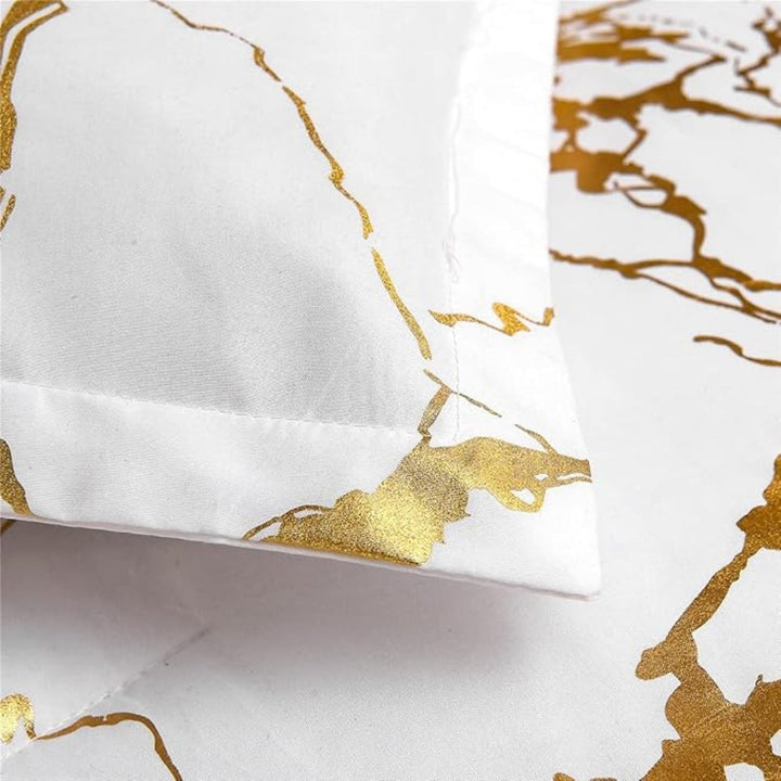 BronzoNacht: Set copripiumino elegante – traspirante, morbido e decorativo con accenti bronzati nel motivo marmo