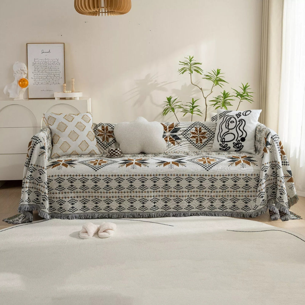 BuntWeb: Rivestimento per divano in design Boho con struttura tessuta e qualità facile da pulire – per divano e soggiorno