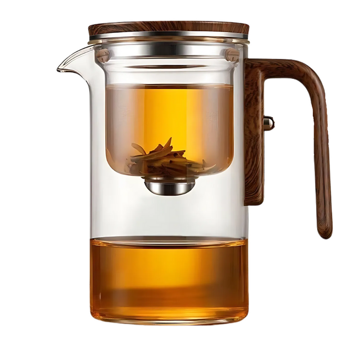 Teiera con filtro | Vetro borosilicato &amp; manico in legno | Resistente al calore