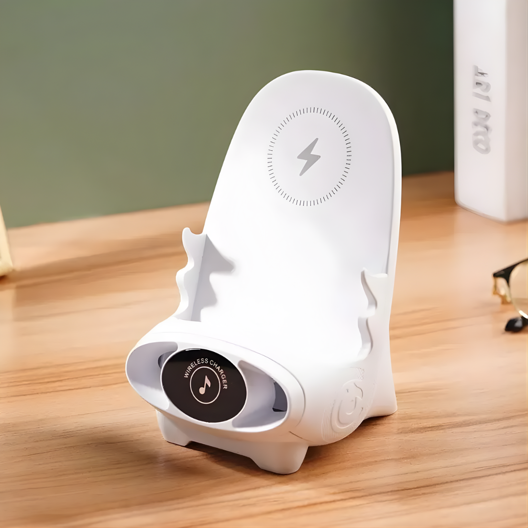 Caricatore wireless 15 W | Ricarica rapida e supporto per telefono | Con aromaterapia e amplificazione sonora