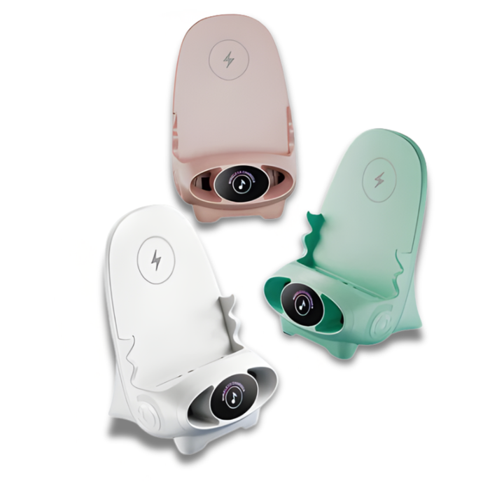 Caricatore wireless 15 W | Ricarica rapida e supporto per telefono | Con aromaterapia e amplificazione sonora