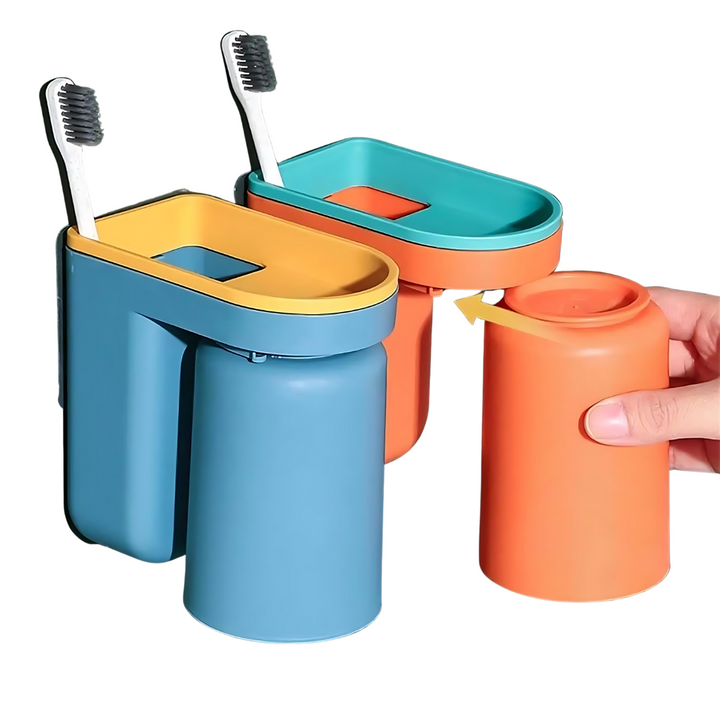 Supporto per spazzolino da denti adesivo | Plastica ABS | Con sistema di goccia | Senza foratura