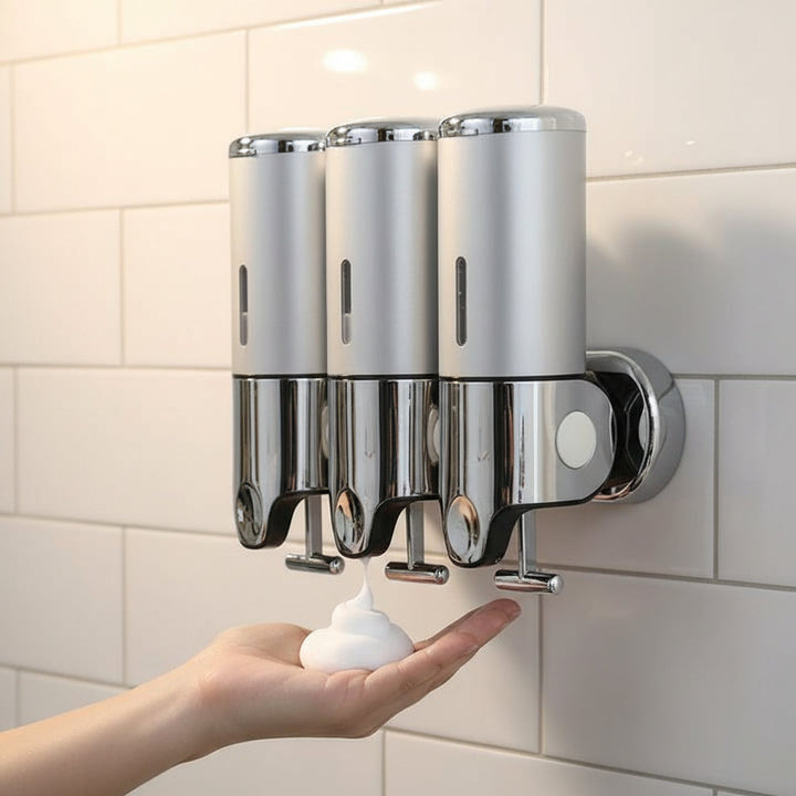 SOAPFORT – Dispenser di sapone da parete di alta qualità con design elegante in acciaio inossidabile