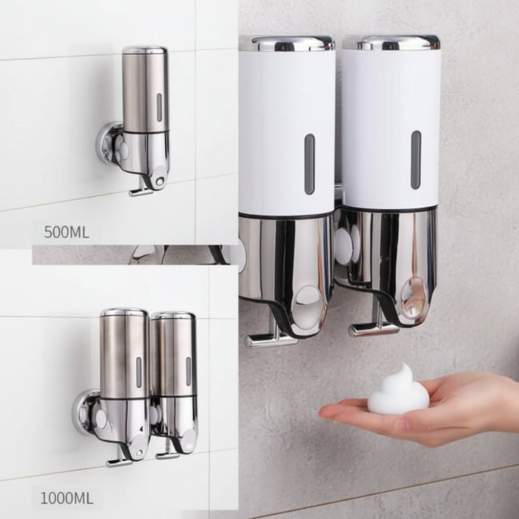 SOAPFORT – Dispenser di sapone da parete di alta qualità con design elegante in acciaio inossidabile