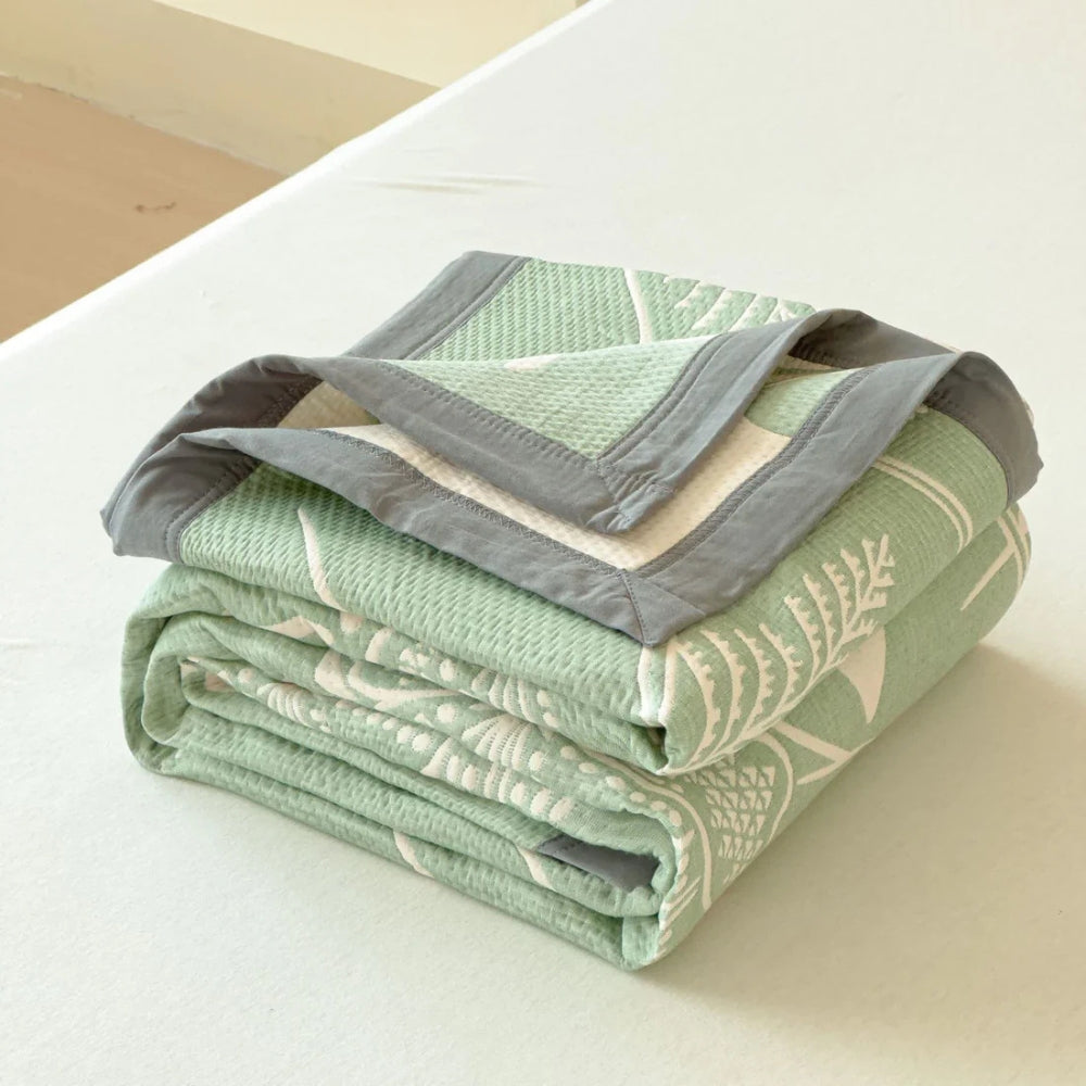 CalmaLuft: Coperte in cotone con elegante motivo floreale e qualità di cotone leggera ed elegante – per soggiorno e camera da letto