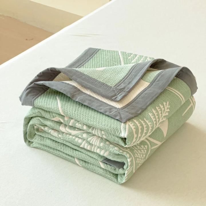 CalmaLuft: Coperte in cotone con elegante motivo floreale e qualità di cotone leggera ed elegante – per soggiorno e camera da letto