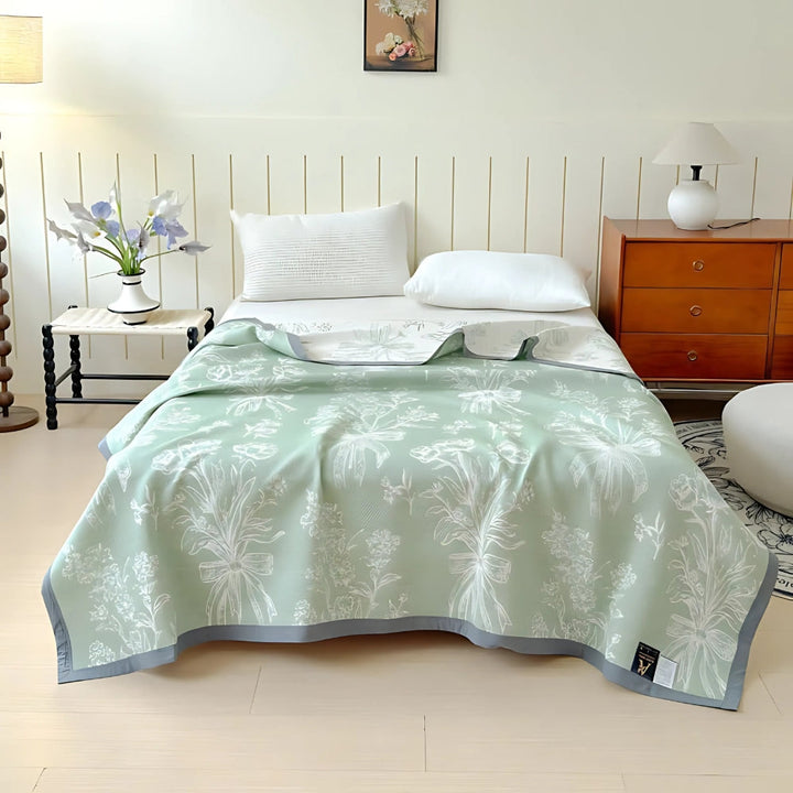 CalmaLuft: Coperte in cotone con elegante motivo floreale e qualità di cotone leggera ed elegante – per soggiorno e camera da letto