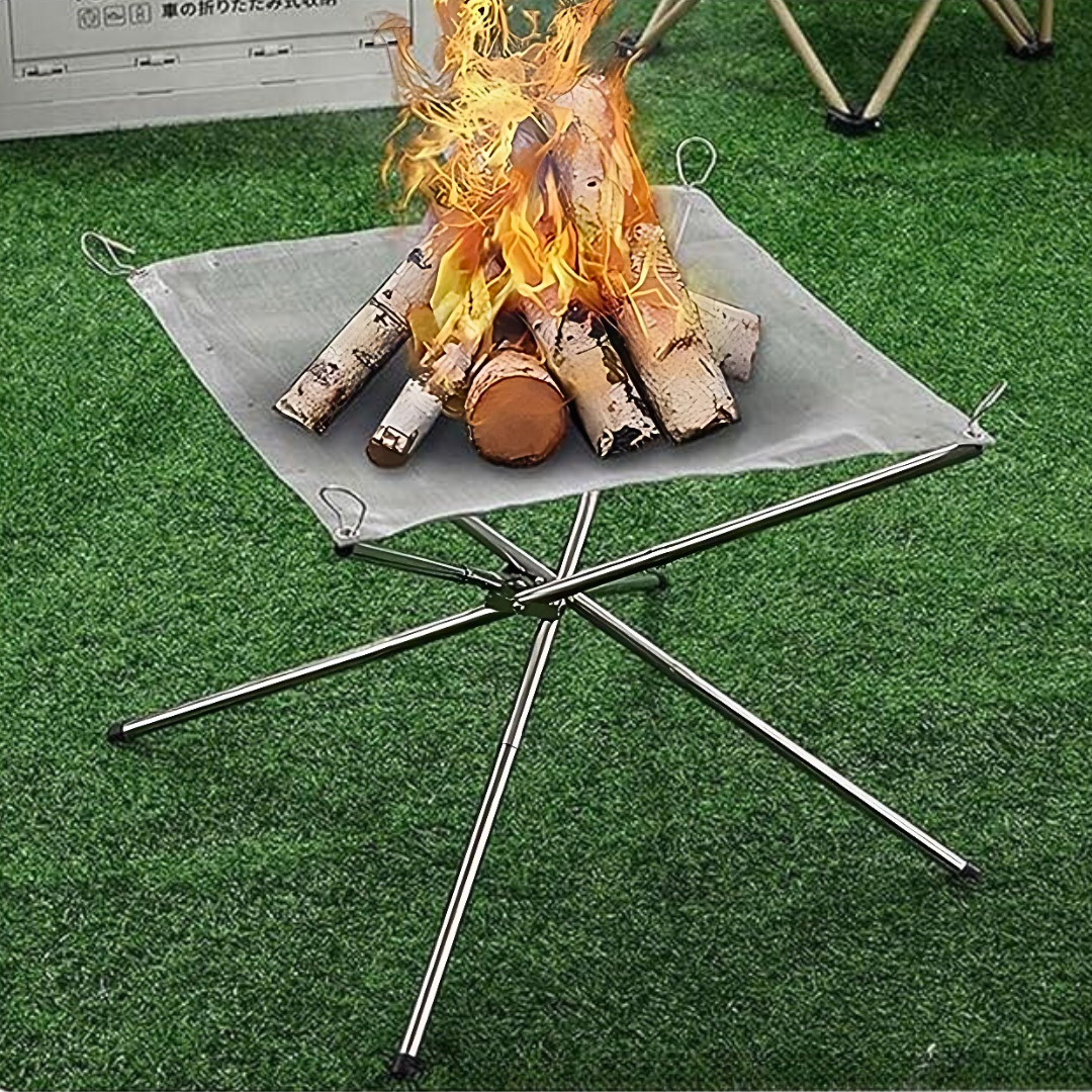 CampFlex™ – Bol de Feu Pliable en Acier Inoxydable