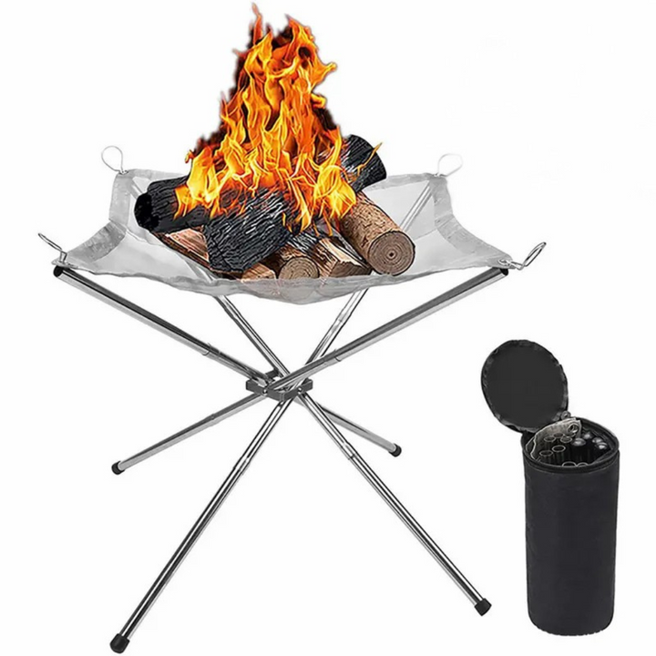 CampFlex™ – Bol de Feu Pliable en Acier Inoxydable