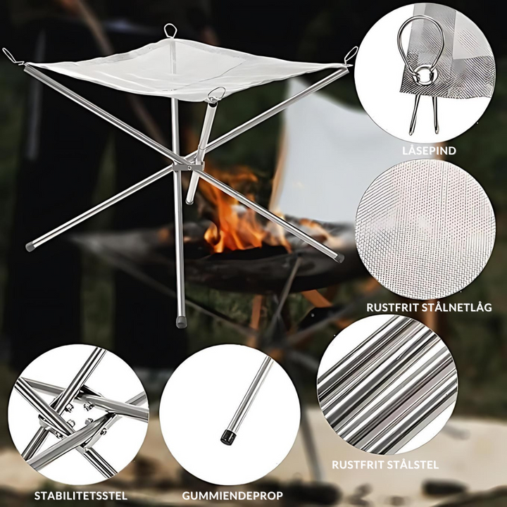 CampFlex™ – Bol de Feu Pliable en Acier Inoxydable