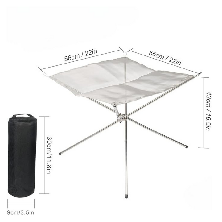 CampFlex™ – Bol de Feu Pliable en Acier Inoxydable