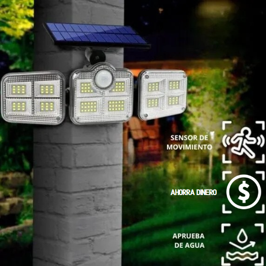Proiettore LED solare con rilevatore di movimento | 200W di potenza | Resistente alle intemperie