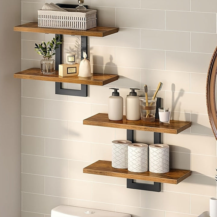 CasaBraun: Mensole decorative da parete – robuste, salvaspazio e sospese in design rustico in legno per soggiorno e bagno