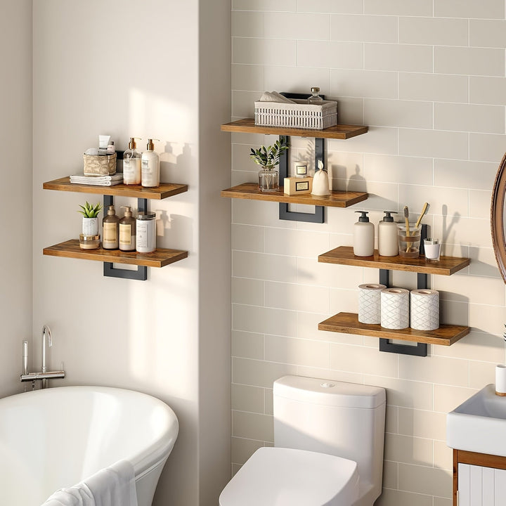CasaBraun: Mensole decorative da parete – robuste, salvaspazio e sospese in design rustico in legno per soggiorno e bagno