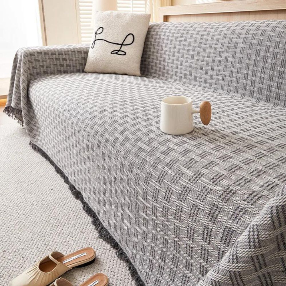 CasaSerene: Copridivano in microfibra spazzolata con motivo geometrico e struttura trapuntata – per divano e soggiorno