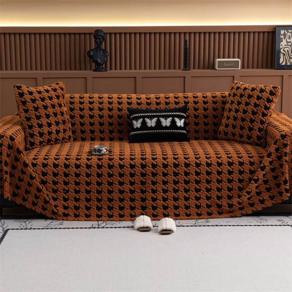 CavalliLoom: Copridivano elegante in microfibra con design a pied de poule e funzione protettiva – per divano e area living