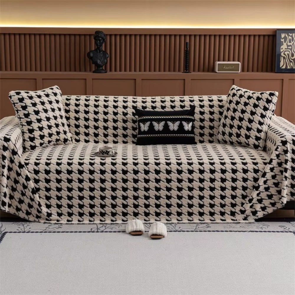 CavalliLoom: Copridivano elegante in microfibra con design a pied de poule e funzione protettiva – per divano e area living