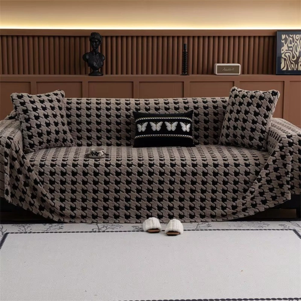 CavalliLoom: Copridivano elegante in microfibra con design a pied de poule e funzione protettiva – per divano e area living