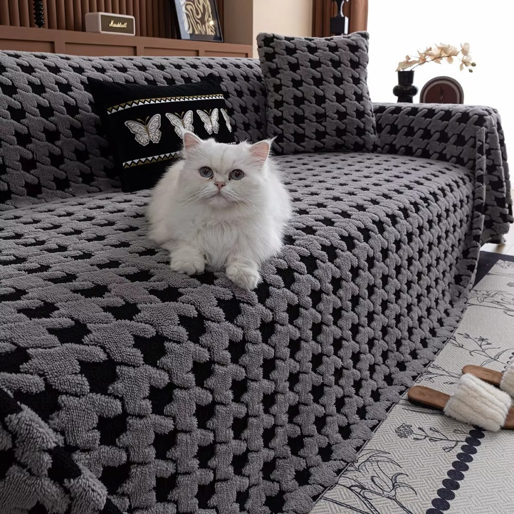 CavalliLoom: Copridivano elegante in microfibra con design a pied de poule e funzione protettiva – per divano e area living