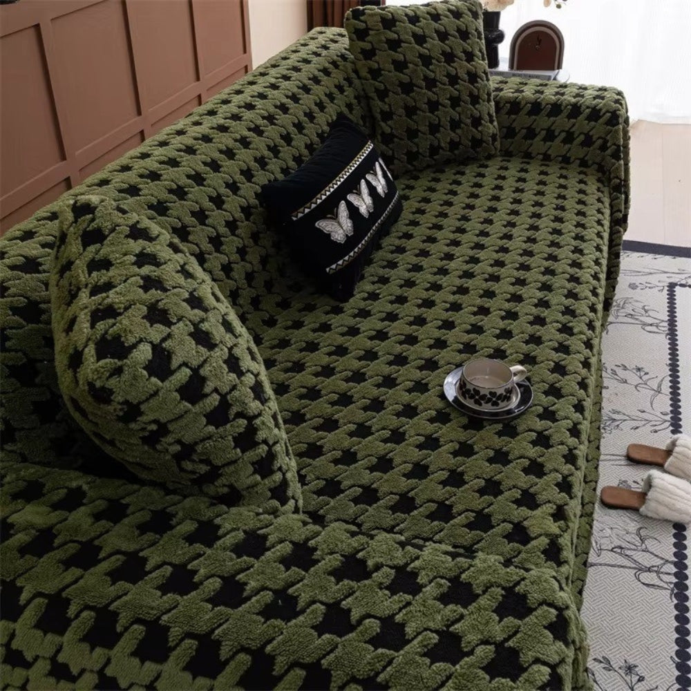 CavalliLoom: Copridivano elegante in microfibra con design a pied de poule e funzione protettiva – per divano e area living