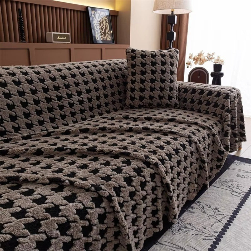 CavalliLoom: Copridivano elegante in microfibra con design a pied de poule e funzione protettiva – per divano e area living