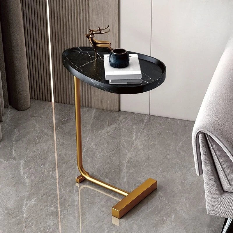 CaviraSchlau: Tavolino da salotto a forma di C con dimensioni compatte e utilizzo flessibile – per divano e letto