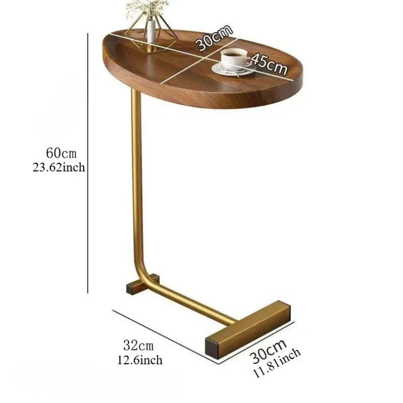 CaviraSchlau: Tavolino da salotto a forma di C con dimensioni compatte e utilizzo flessibile – per divano e letto