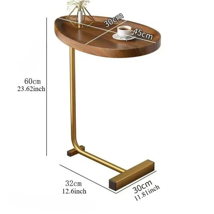 CaviraSchlau: Tavolino da salotto a forma di C con dimensioni compatte e utilizzo flessibile – per divano e letto