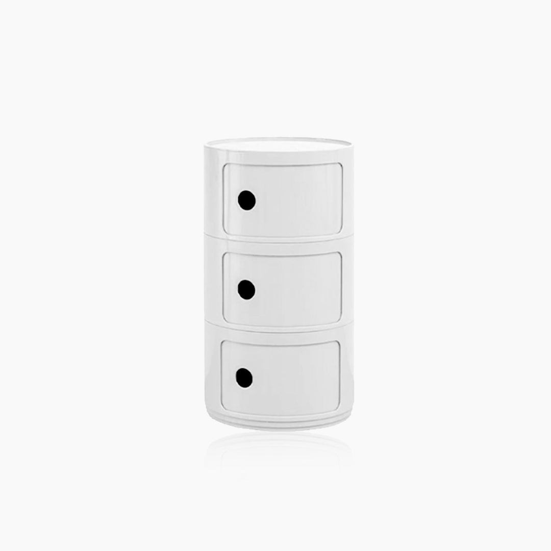 CavoModul: Tavolino rotondo con spazio di archiviazione e porte scorrevoli in design moderno – per soggiorno e camera da letto