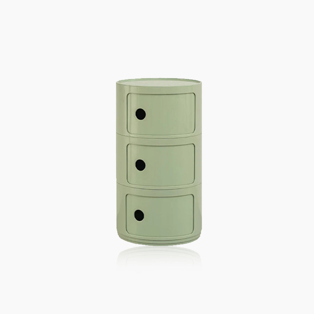 CavoModul: Tavolino rotondo con spazio di archiviazione e porte scorrevoli in design moderno – per soggiorno e camera da letto